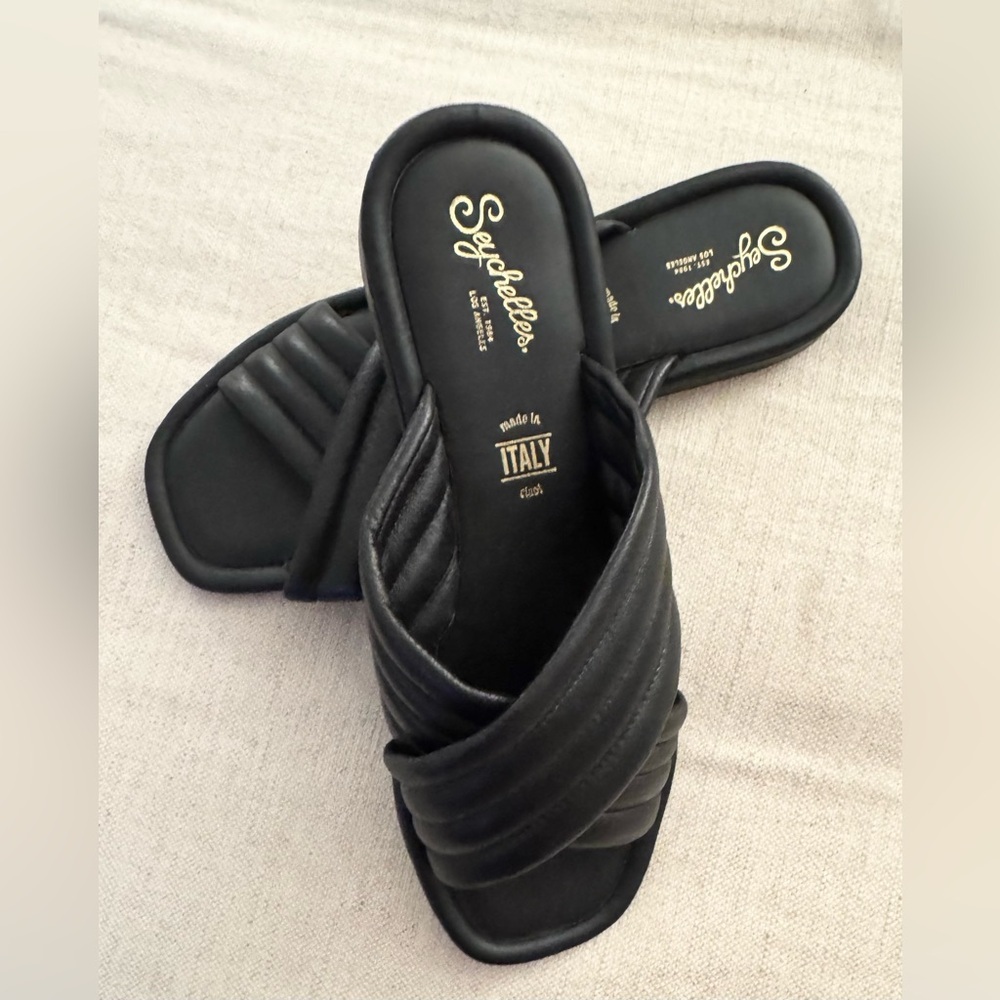Seychelles Word for Word Slide Sandals in Black - Picture 5 of 7